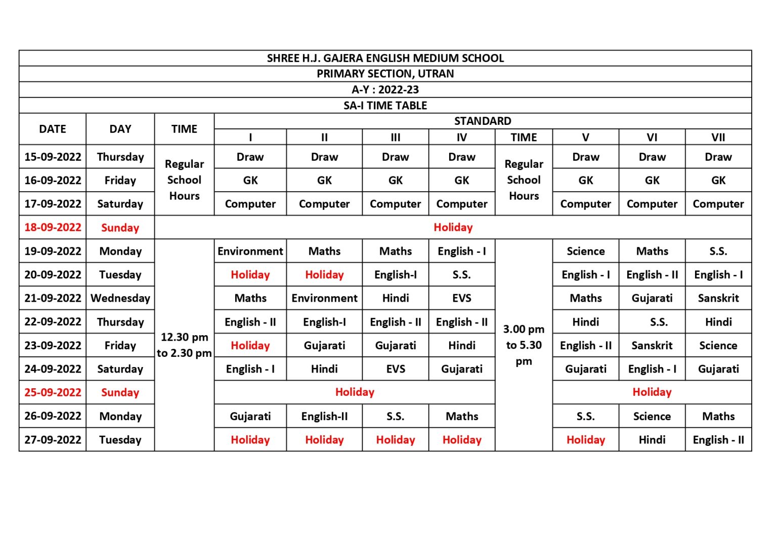 Tentative Schedule